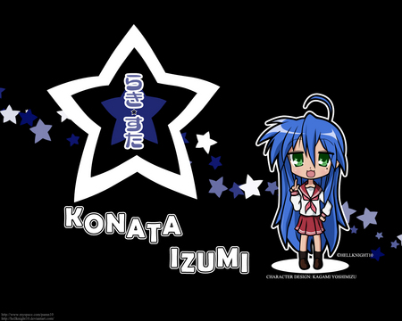 Konata Izumi -black- - -black-, lucky, star, anime, izumi, konata, blue, cute