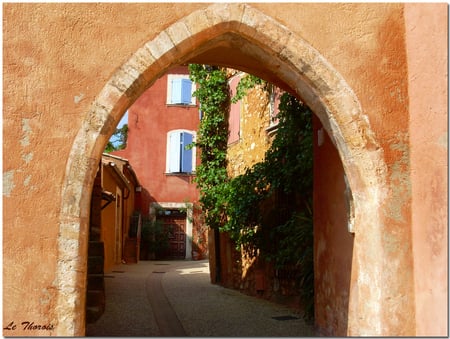 Provence France - european, archway, vine, old, terracotta, houses