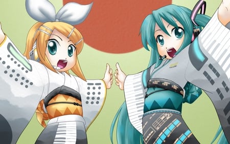 Hatsune Miku - hatsune, miku, cute, vocaloid, kimono, anime, girl