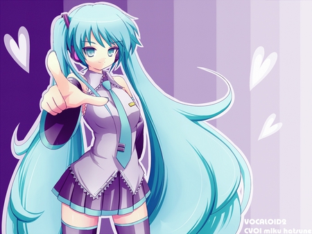 Miku Hatsune - vocaloid, anime, miku, girl, cute, hatsune, hearts