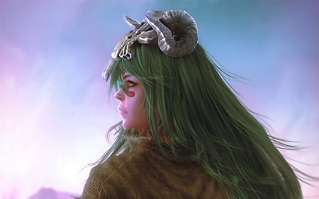 Queen of the Clan - cg, fantasy, warrior, beautiful, helmet, girl