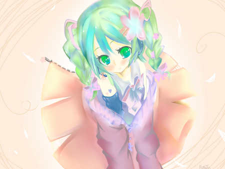 miku - blue hair, miku, cute, vocaloid