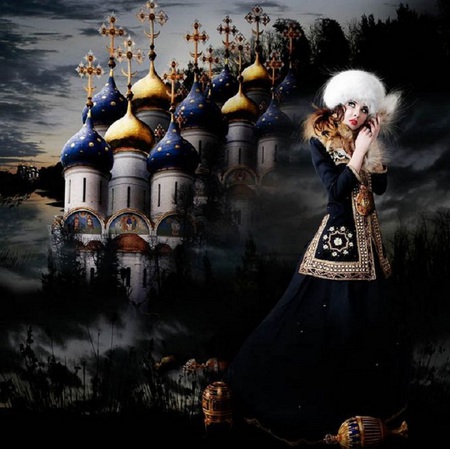 Russia - russia, domes, girl, fantasy