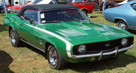 Chevrolet Camaro SS Convertible - convertible, 1969, green, camaro