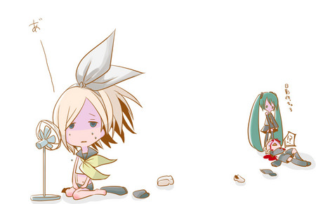 hot day... - blonde, vocaloid, short-hair, kagamine