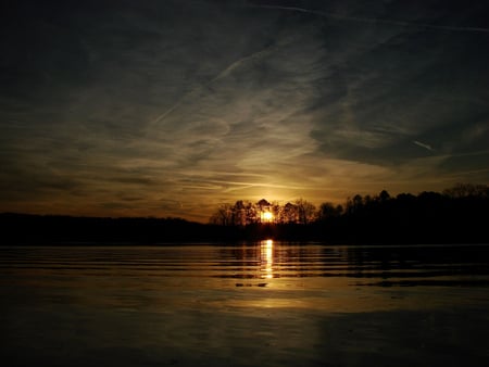 A golden moment - beauty, lake, sunset, water