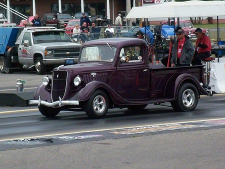 1935 Ford truck at the drags - race, ford, drag, truck