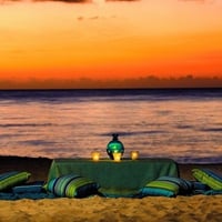 Beach picnic sunset