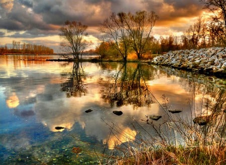 Romantic Lake - lake, trees, water, tree