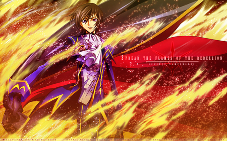 Spread the flames of the Rebellion - code, lelouch, zero, flames, anime, geass, fire