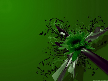 Green C4D - lotus, abstract, 3d, water lily, green, fantasy, flower