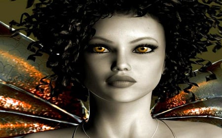 Golden Eye - golden, girl, fantasy, eyes