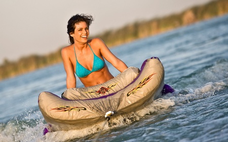 Having Fun On The Water - water, widscreen, woman, bikini