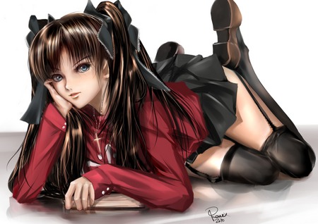 tohsaka rin - tohsaka rin, twintails, night, fate stay