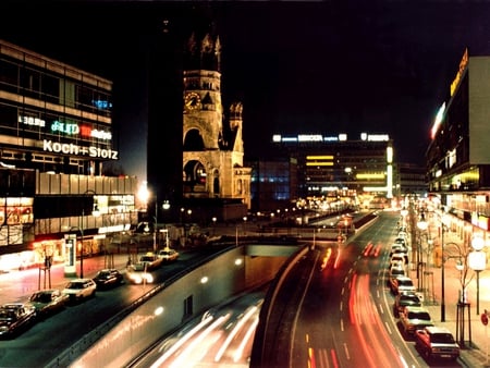 Berlin - night, architecture, modern, wall