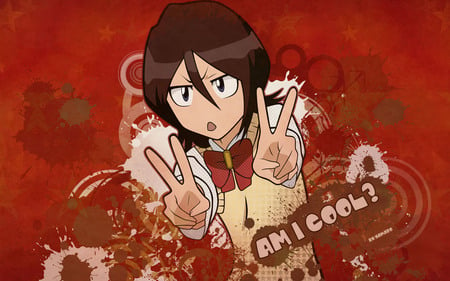 Am I cool - anime, kuchiki, red, bleach, ruckia, cool, peace