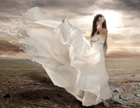 Lady in White - white, gorgeous, girl, beautiful, fantasy, dress