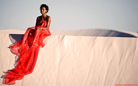 sands of the desert - woman, desert, lady, red