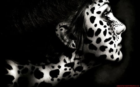 leopard - woman, face, nature, leopard