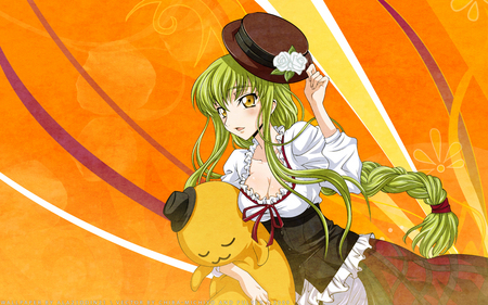 C.C with Cheese-Kun - cute, cc, anime, cheese-kun, code geass