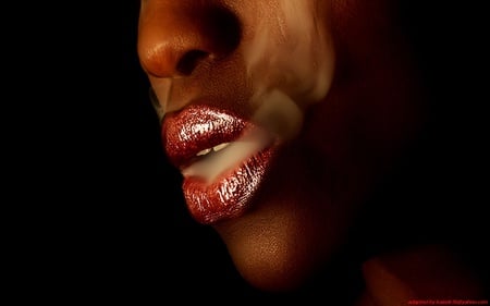 smoke - woman, face, smoke, lips