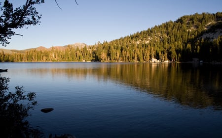 Mirrored - nature, blue, shoreline, forest, mountains, reflection, lakes, sky