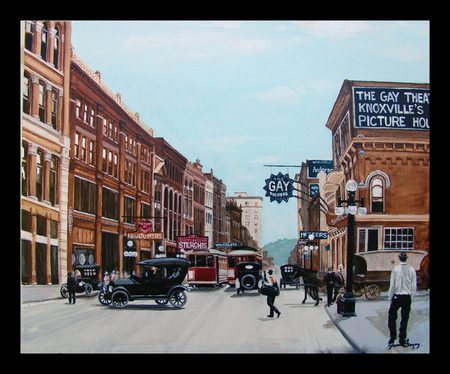 1934 - people, store, cars, factories, streets, buildings, old days