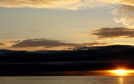 Sunset in Zadar - nature, ocean, cloud, reflection, coastline, sunset, storm