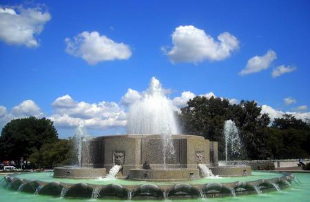 Fountain - sky, trees, abstract, fountain