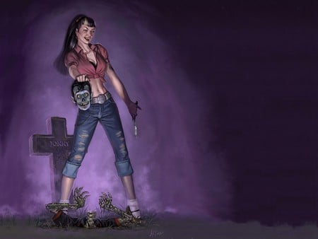 Aly Fell - Jonny - girl, zombie, jonny, knife, aly fell, grave, skeleton