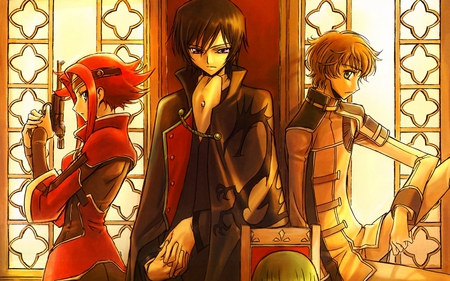 Kallen,Lelouch,Suzaku - anime, lelouch, kallen, suzaki, code geass