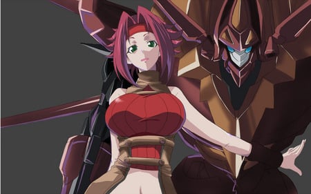 Kallen and Gurren - kouzaki, anime, stedfeld, girl, karen, kallen, code geass, robot