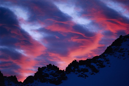 Lenticular Clouds at Sunset - lenticular, sky, sunset, clouds