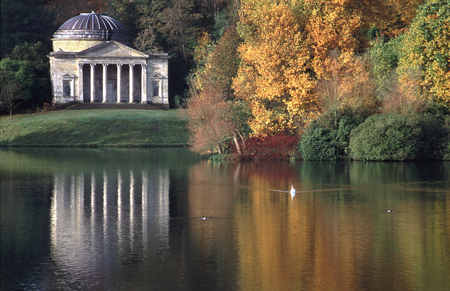 Walk Around The Lake - lawn, building, trees, glass, manicuredlake, refection