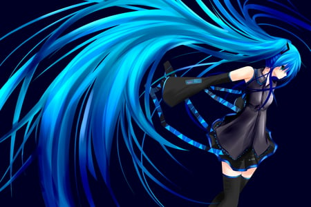 Hatsune Miku - beauty, twintail, cool, pretty, idol, anime, miku, cute, hatsune miku, skirt, girl, blue eyes, vocaloids, blue hair, hatsune, vocaloid, blue, beautiful, thighhigs, diva