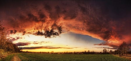 Astounding Sky - sky, field, landscape, red