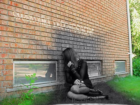 Depression - goth, sad, windows, model, wall