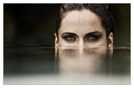 Hello - woman, water, dip, head