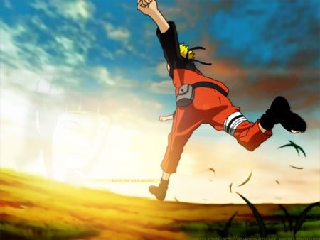 anime naruto - anime, running, naruto, grass