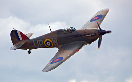 Hawker Hurricane - fighter, clouds, war, raf, air force, hawker, hurricane, ww2, cloud