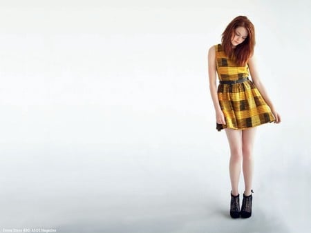 Emma Stone - stone, yellow dress, redhead, emma stone, emma, red hair