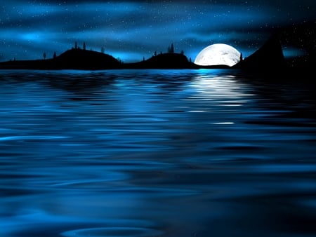 blue ocean - moon, nature, oceans, blue