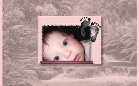 Bathroom Baby - baby, bitmat layered, pinks, baby feet, birth place