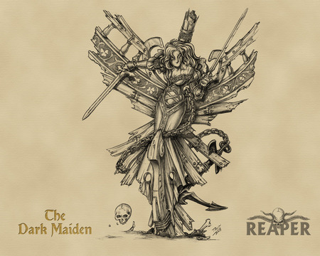 Fantasy Women - women, fantasy, reaper, chains, sword, skull