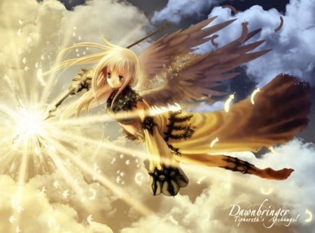 Dawn Bringer  - girls, clouds, light, wings, cute