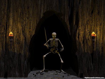 Gates of Morla - skeleton, sword, moria, gates