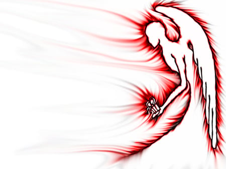 Red Outline - outline, angel, red