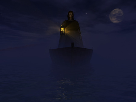 The Ferryman - river, reaper, boat, death, ferryman