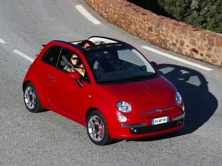 Fiat 500C - red car, small car, 500, fiat 500, fiat, mini, italian