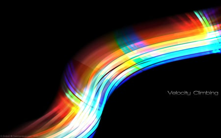 Velocity Climbing - rainbow, ride, spectrum, spectre, climbing, black, text, glow, art, velocity, abstract, speed, classic, colors